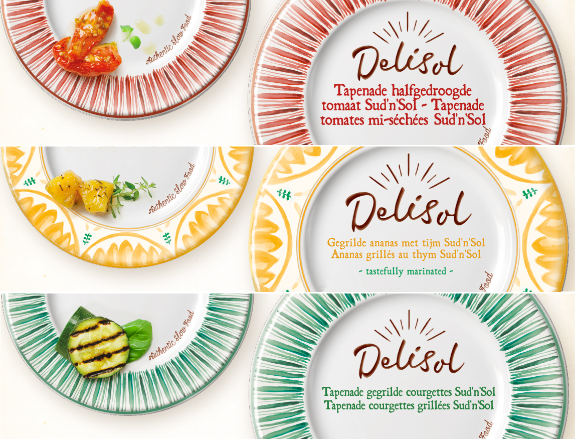 Quatre Mains package design - plates, mediterranean, courgette