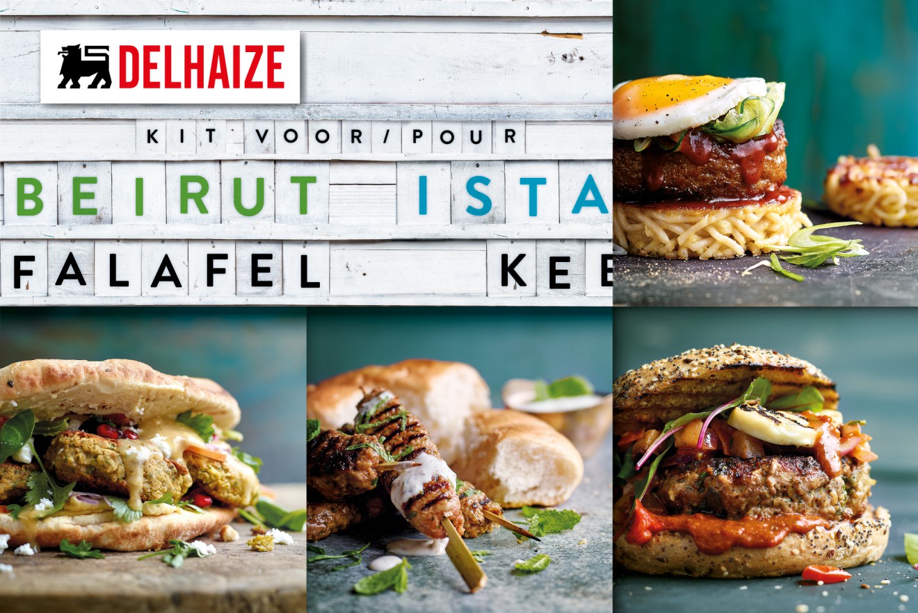 Quatre Mains package design - delhaize, falafel, kefta