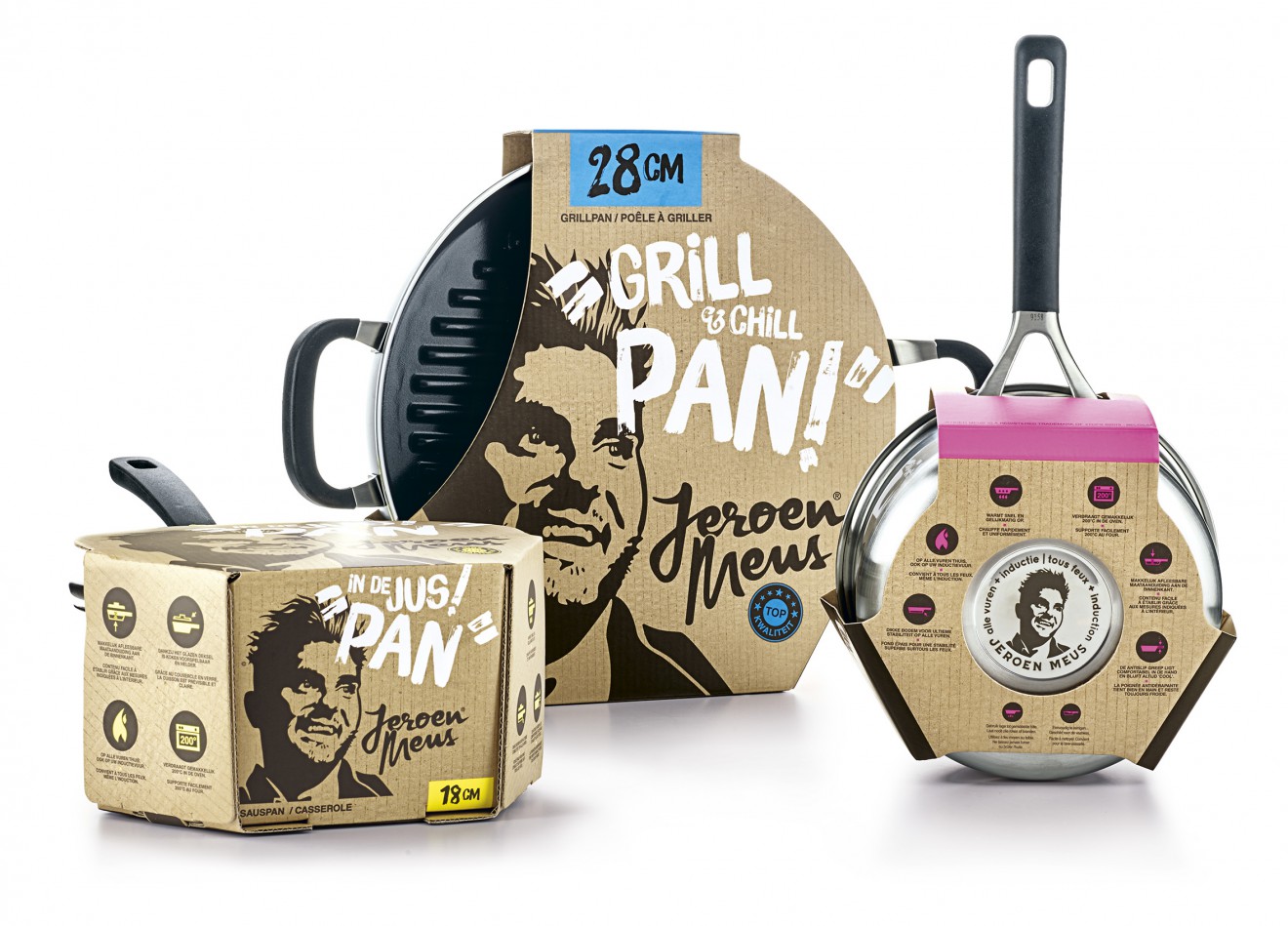 Quatre Mains package design - Kraft, line up, Jeroen Meus