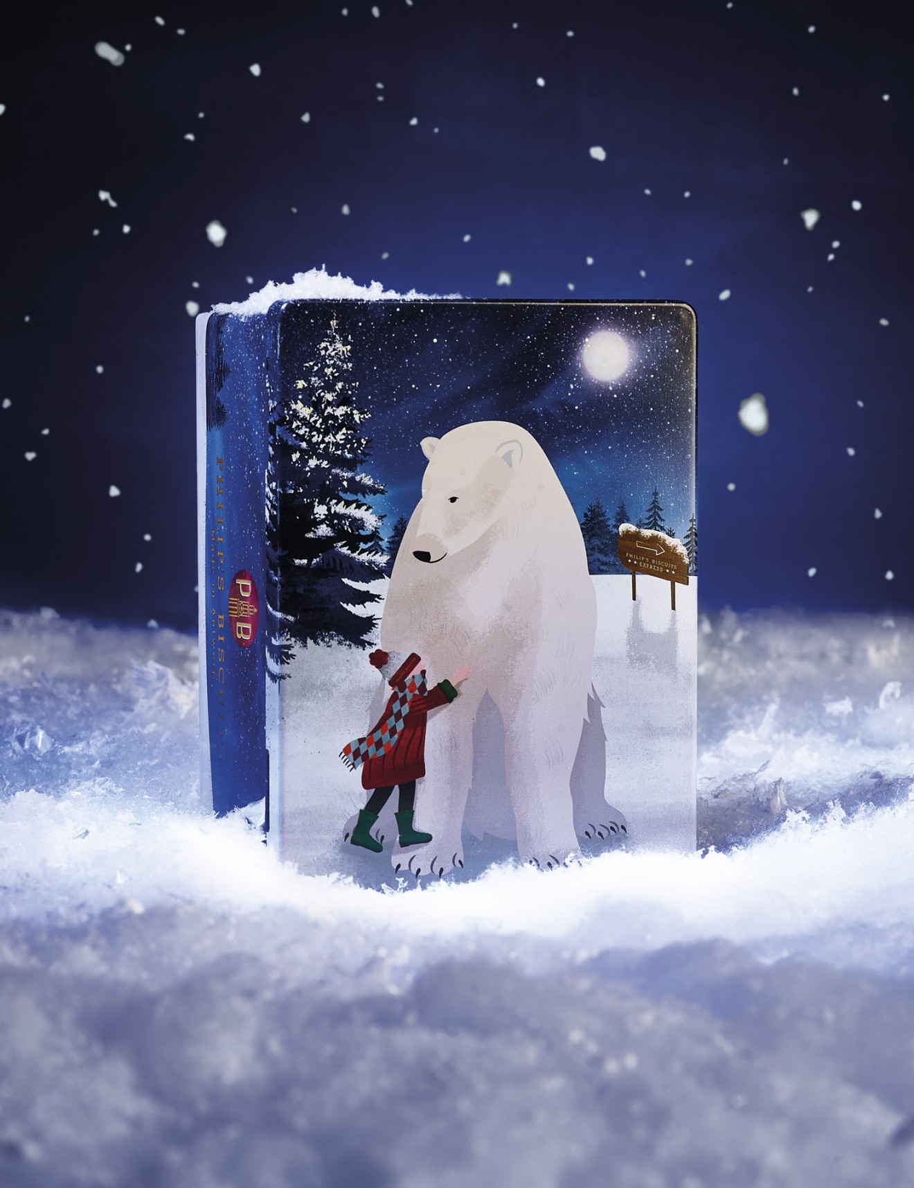 Quatre Mains package design - Polar bear, end of year, tin, packaging design, quatre mains, Philips biscuits, snow