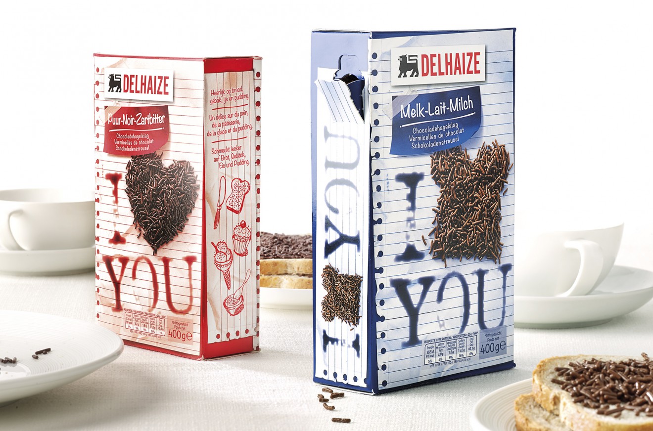 Quatre Mains package design - Delhaize, packshot, chocolate, breakfast