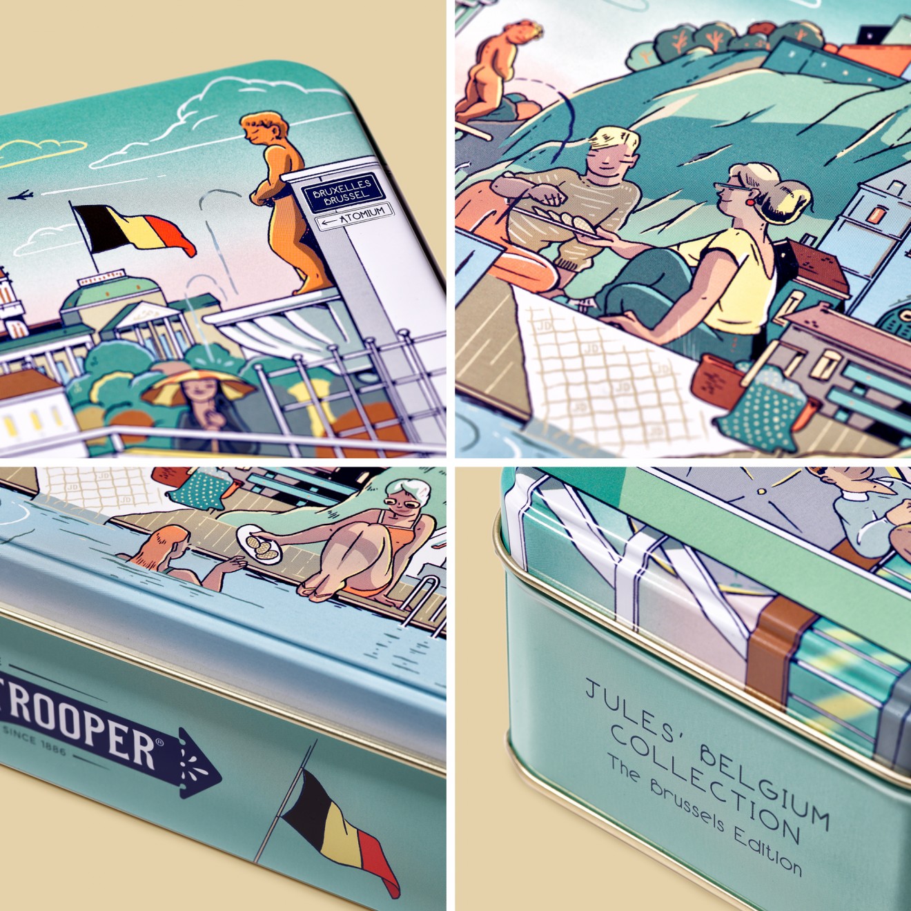 Quatre Mains package design - Belgian Biscuit Tins for Jules Destrooper