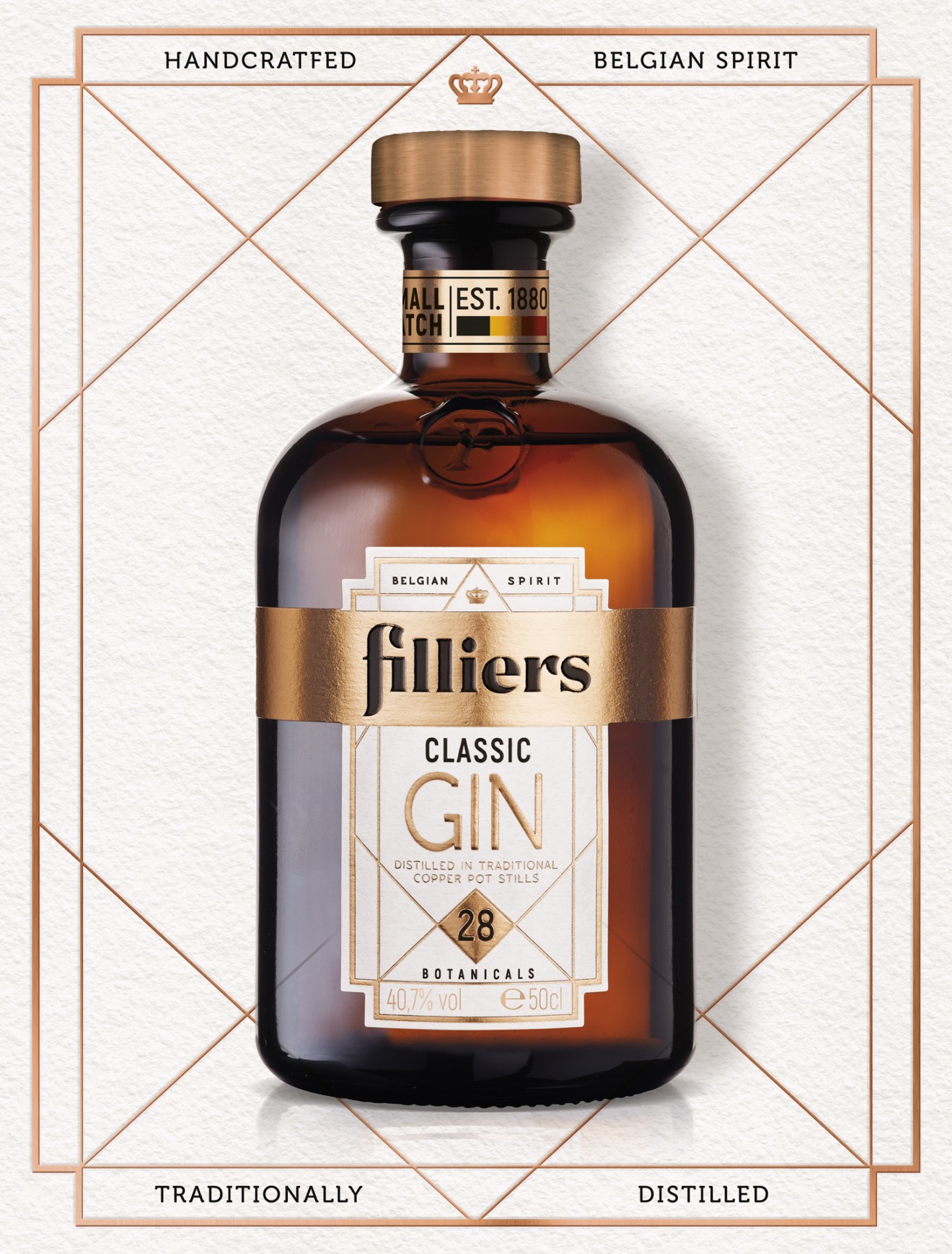 Quatre Mains package design - Filliers Gin packaging design