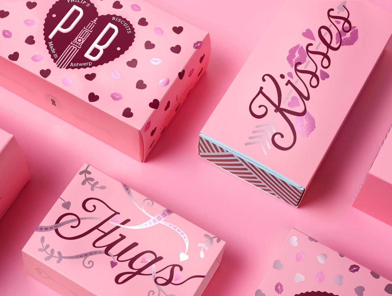 Quatre Mains package design - Philips Biscuits, valentine, valentijn