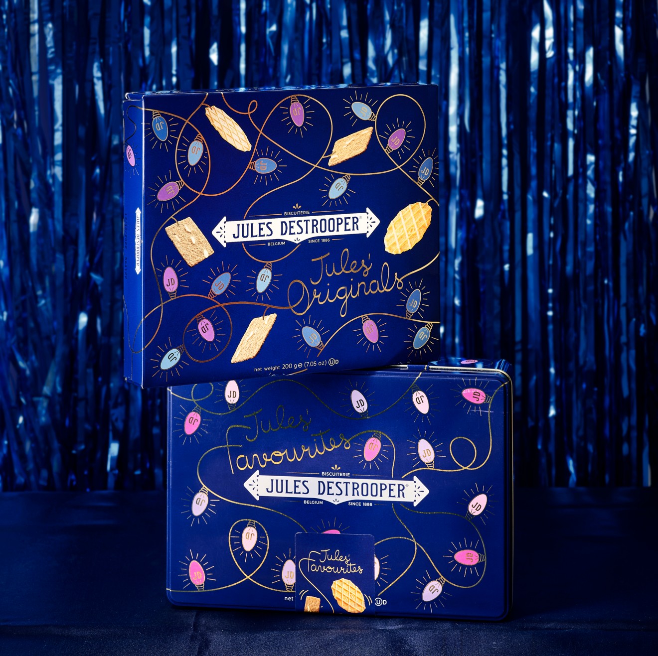 Quatre Mains package design - branding, glitter, festive