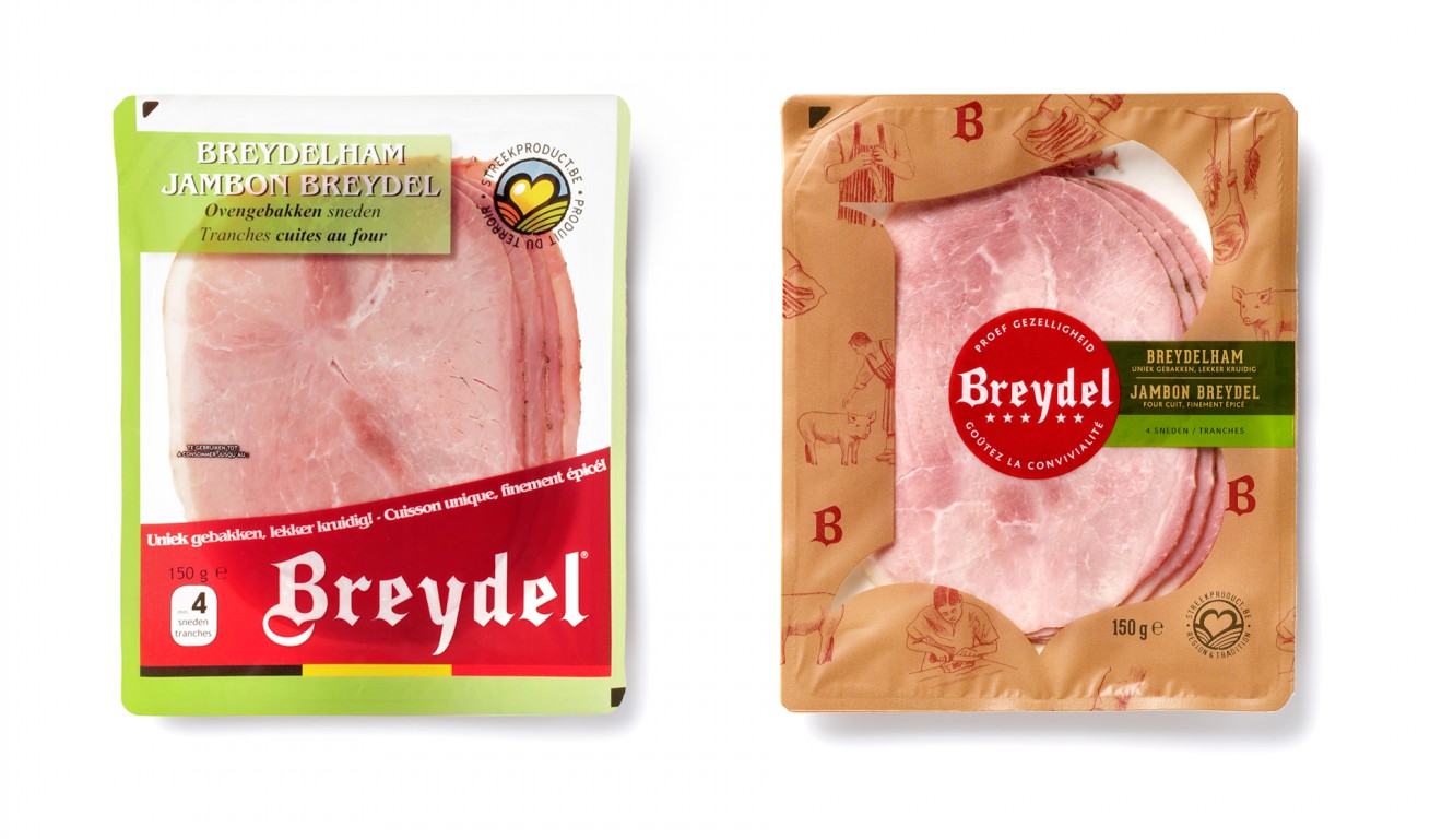 Quatre Mains package design - before, after, ham, packaging