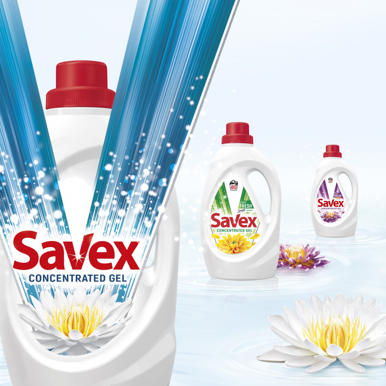 Quatre Mains package design - savex, flowers, burst, liquid wash