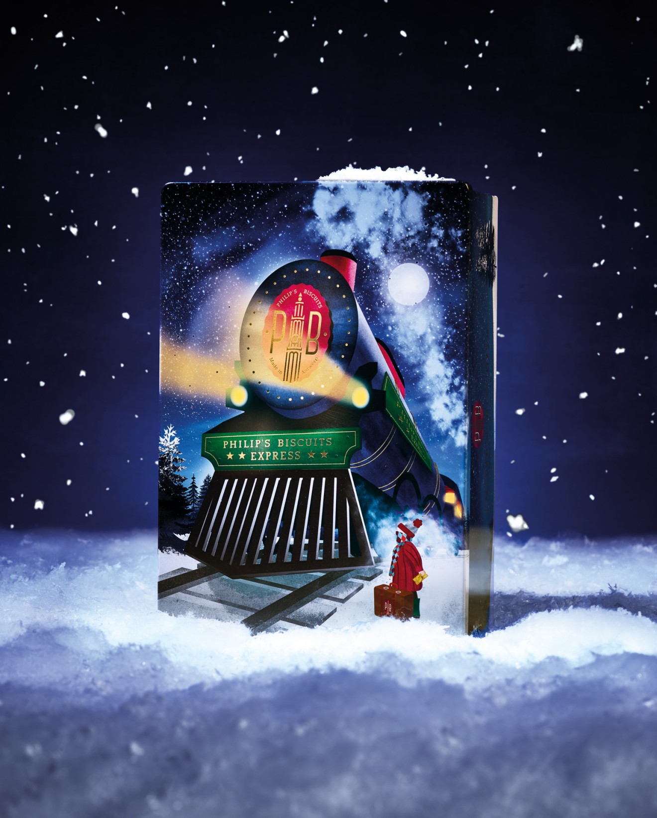 Quatre Mains package design - End of year, tin, special edition, Polar express, packaging design, magic