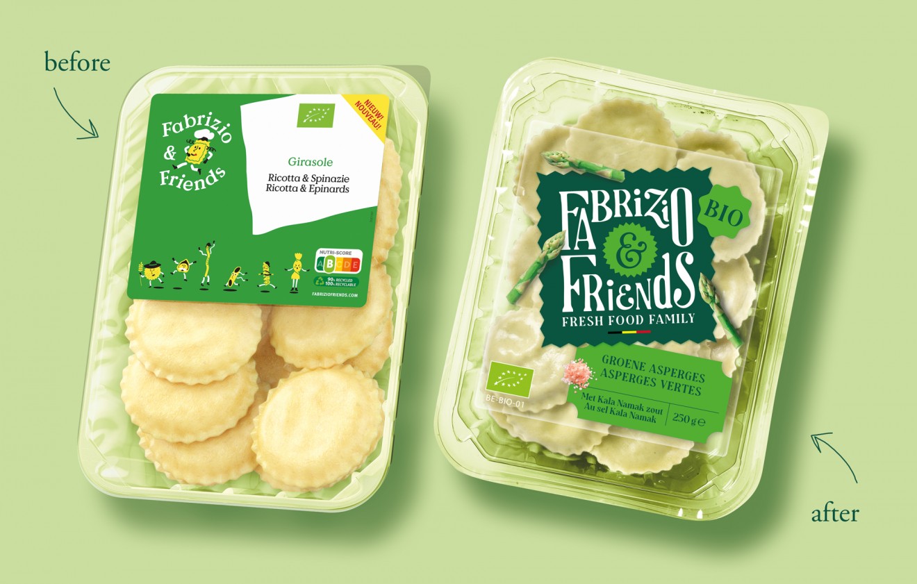 Quatre Mains package design - Fresh pasta packaging for Fabrizio & Friends