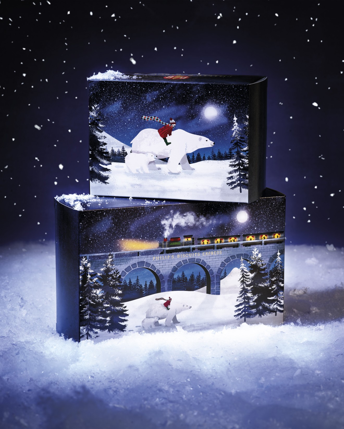 Quatre Mains package design - Polar express, holiday season, Quatre mains, Philips biscuits