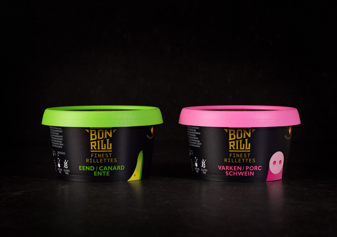 Quatre Mains package design - pink, green, inmould labelling