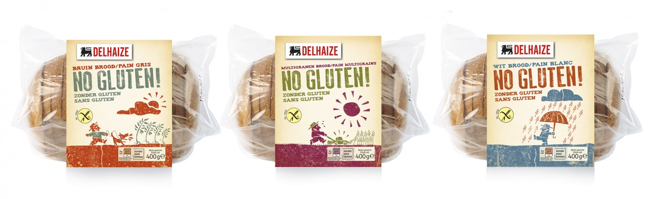 Quatre Mains package design - Delhaize, Private label, No gluten, Bread