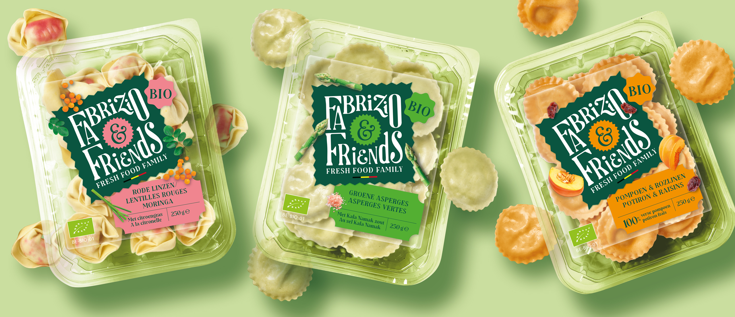 Quatre Mains package design - Package design Fresh pasta packaging for Fabrizio & Friends
