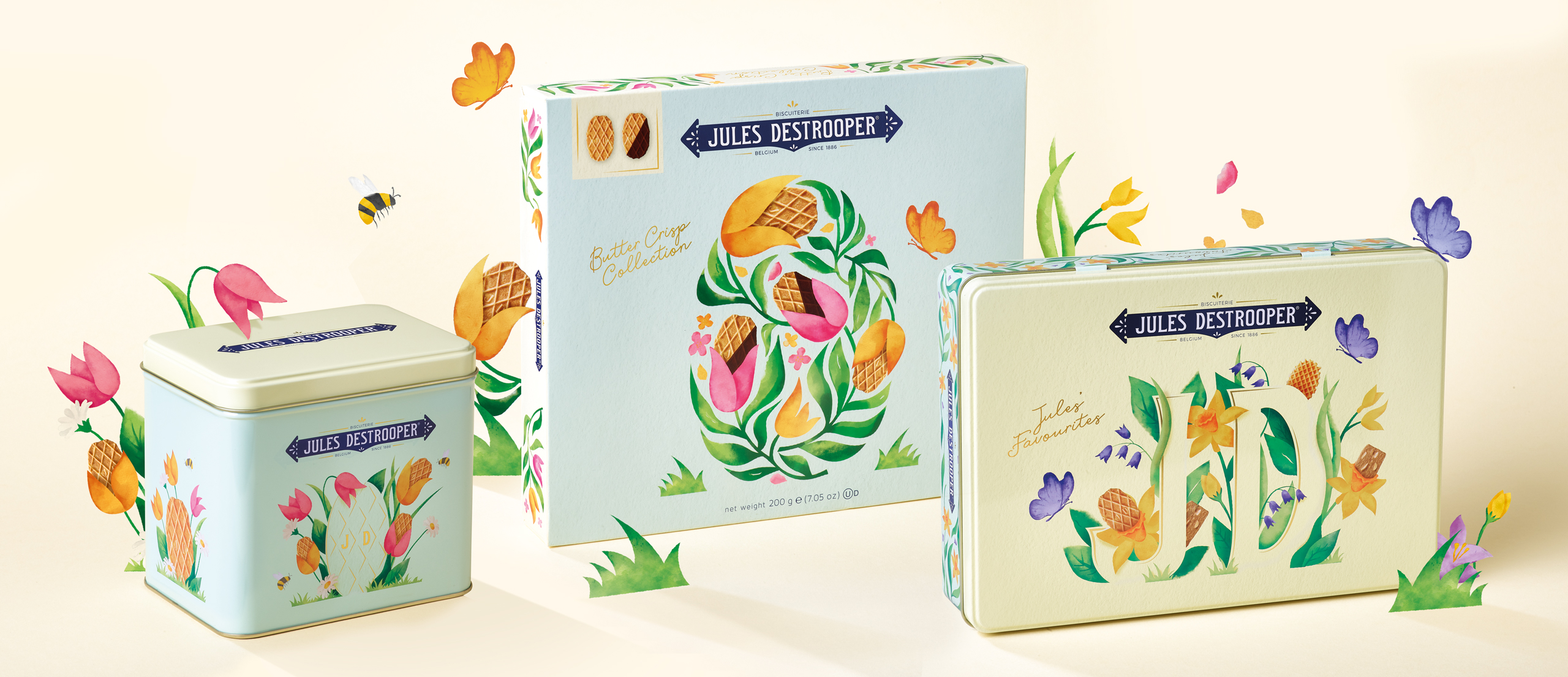 Quatre Mains package design - Package design Limited Springtime Collection for Jules Destrooper