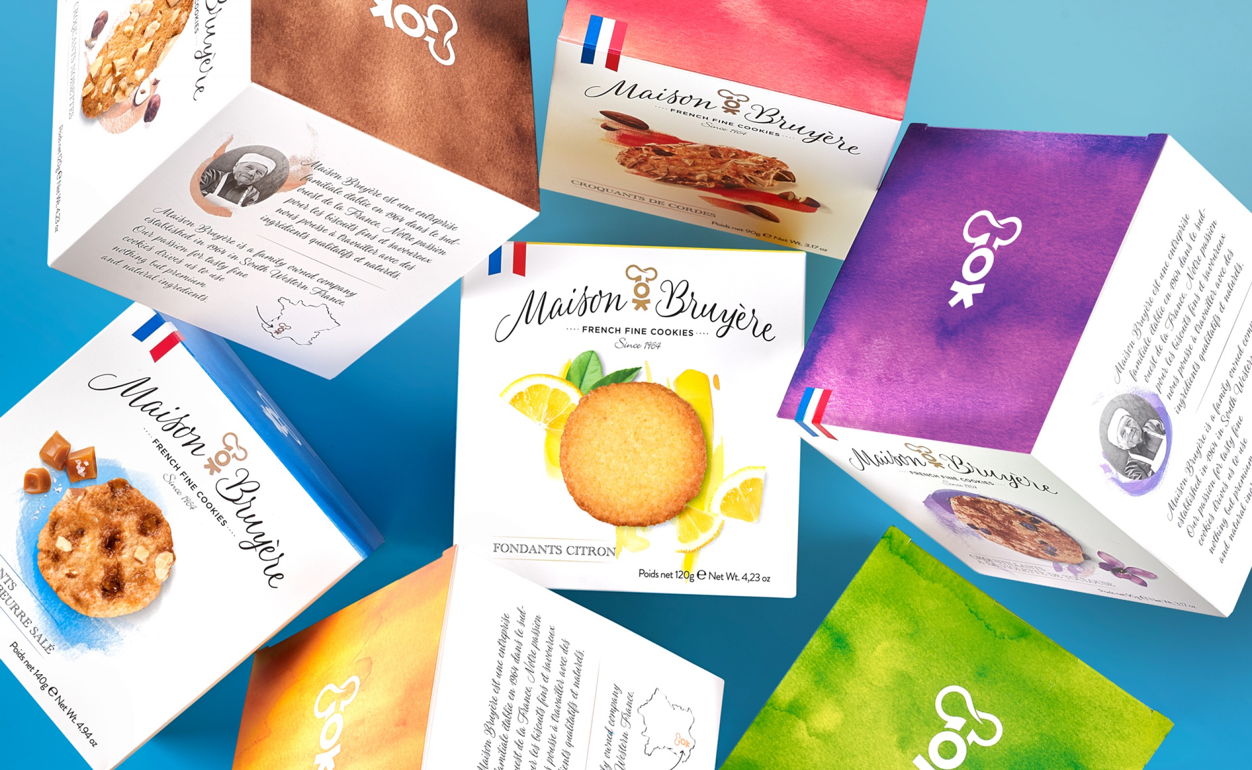 Quatre Mains package design - Package design maison bruyère, french, quatre mains
