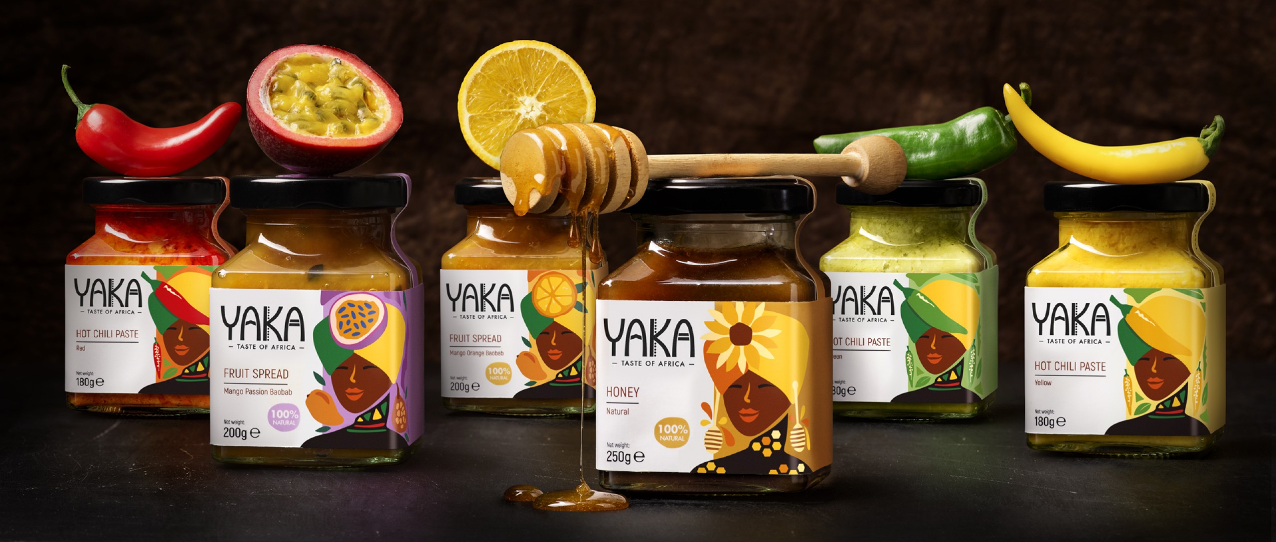 Quatre Mains package design - Package design Yaka, jams, chili paste, quatre mains