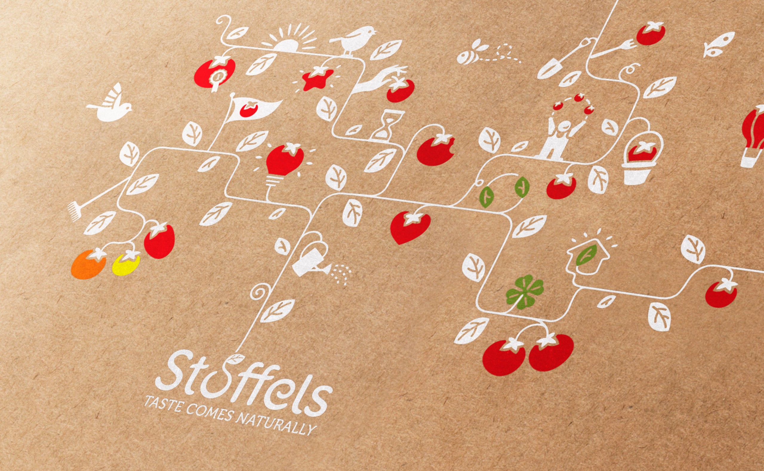 Quatre Mains package design - Package design stoffels, rebranding, tomatoes