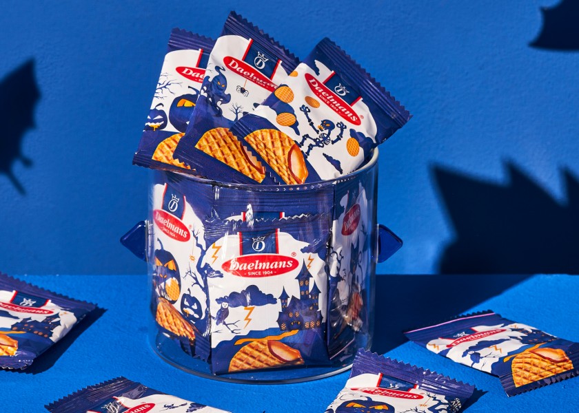 Quatre Mains package design - Package design daelmans, stroopwafel, halloween,
