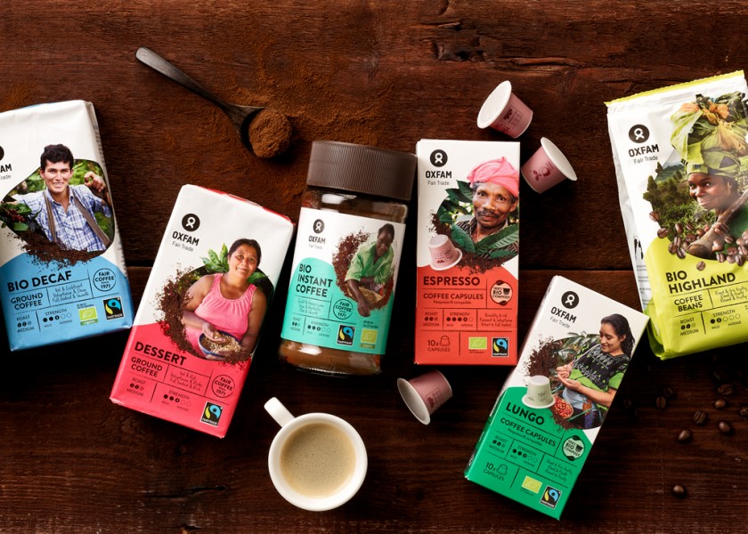 Quatre Mains package design - Package design oxfam, restyling, coffee