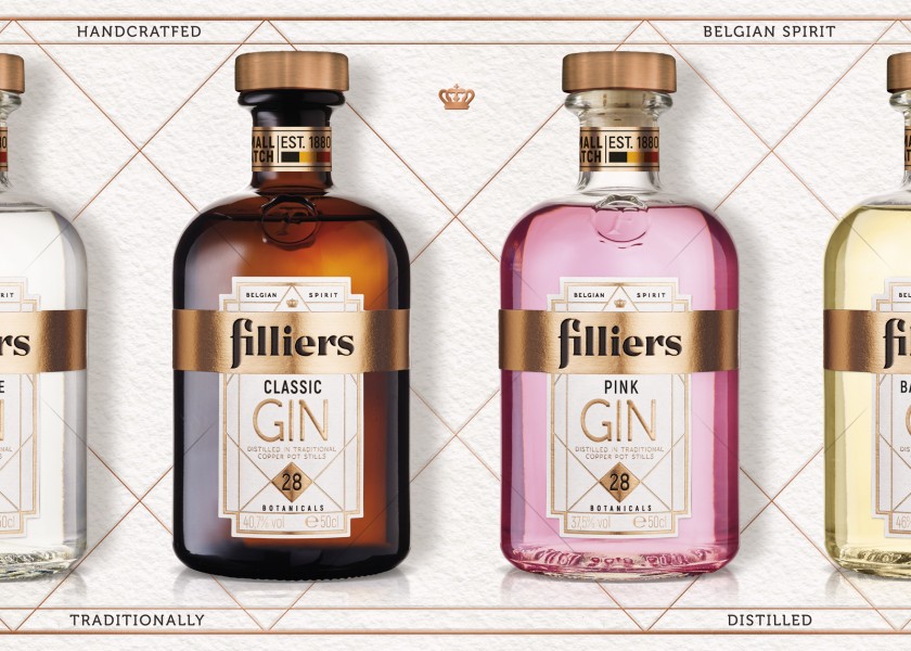 Quatre Mains package design - Package design Filliers Gin packaging design